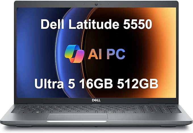 Dell Latitude 5550 5000 Business AI PC Laptop (15.6" FHD Anti-Glare, Intel 12-Core Ultra 5 125U (> i7-1355U), 16GB DDR5 RAM, 512GB SSD), Backlit, 1080p Webcam, Thunderbolt 4, Ethernet, Win 11 Pro