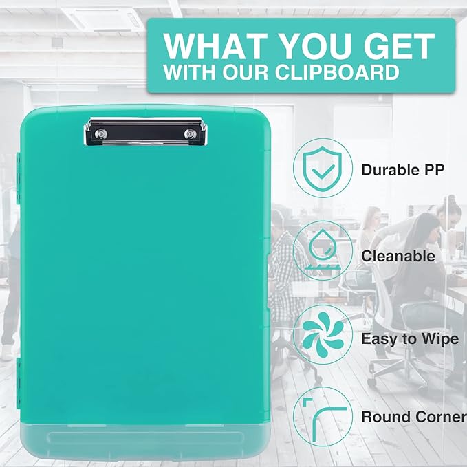 Sooez Clipboard with Storage, High Capacity Nursing Clip Board 8.5 x 11 with Pen Holder & Low Profile Clip, Plastic Clipboards Case Box, Teacher Must Haves School Office Supplies,Letter Size/ A4