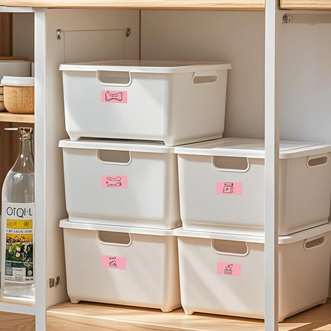 FINDAT Colored Stickers 1.57×0.75 Inch Vinyl File Folder Sticker Pink Rectangle Removable Waterproof Color Coding Moving Label for Boxes Office Inventory Labeling 160 PCS