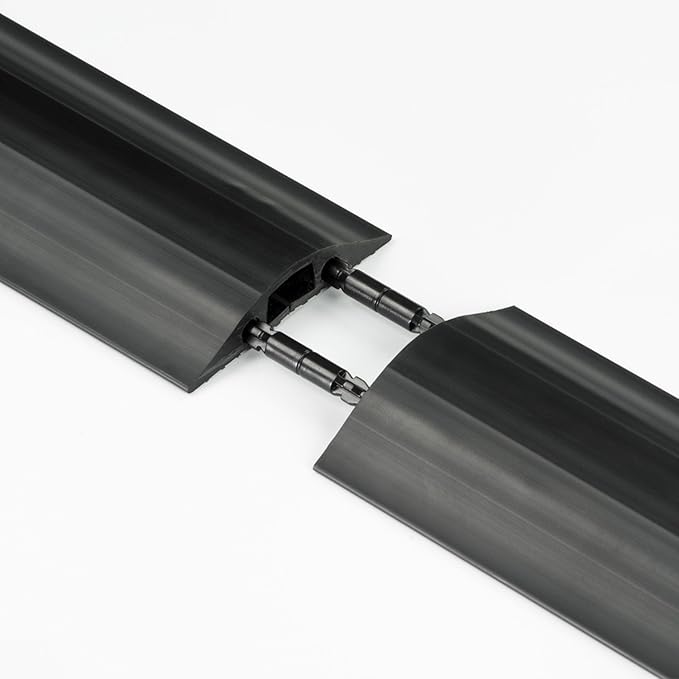 D-Line 30ft Floor Cord Cover, Made in USA Linkable Cable Protector, Hide Extension Cords, Protect Cords, Prevent Cable Trips, Cord Hider, Heavy Duty - Cord Cavity = 0.56" (W) x 0.35" (H) - Black