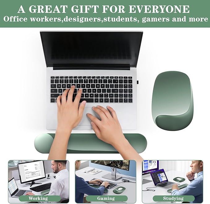 Wrist Rest for Keyboard and Mouse, Ergonomic Gel Computer Keyboard Wrist Rest with Memory Foam, Keyboard Wrist Support Pad for Long Hours of Work, Gaming, Studying-Relieve Wrist Pain
