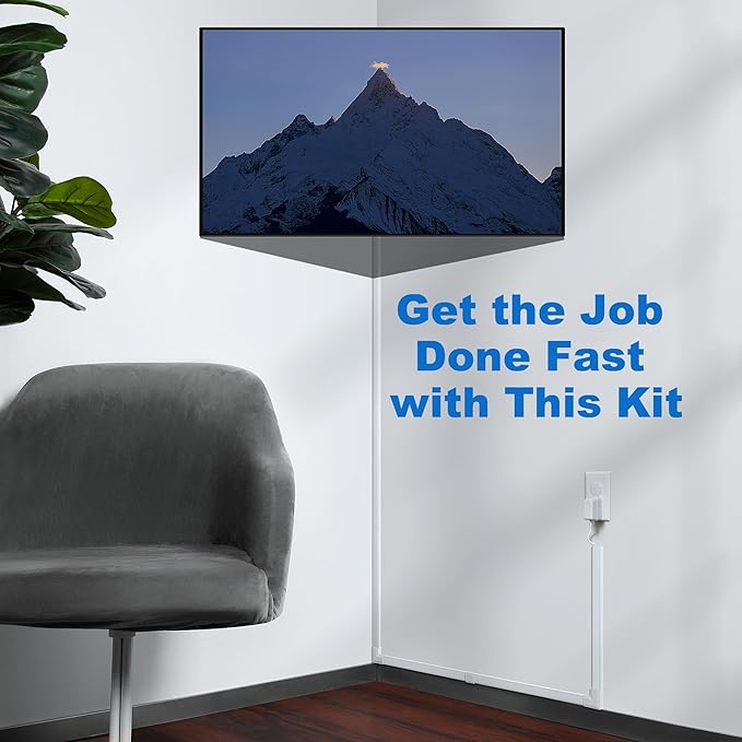 ZhiYo Cord Hider Wall Kit, 87in Cord Cover Wall Mounted TV, Wire Covers for Cords, Paintable Wire Hiders for TV On Wall, TV Cable Hider Wall Kit, Wall Cord Concealer, 6 x L14.5in W0.98 H0.5in, White