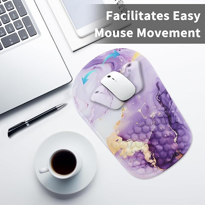 Ergonomic Mouse Pad with Wrist Support, Comfortable Memory Foam Mousepad with Massage Design and Non-Slip PU Base, Wrist Rest Mouse Pad for Office and Home, 12x8 Inch