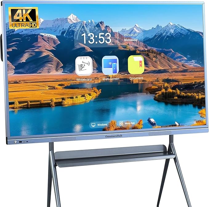 55'' Smart Board, 8+256 GB Interactive Whiteboard, 4K Electronic Digital Whiteboard with Dual System, Android iOS 12.0, Touchscreen Smart Board for Classroom, Office and Home (Wall Mount Included)