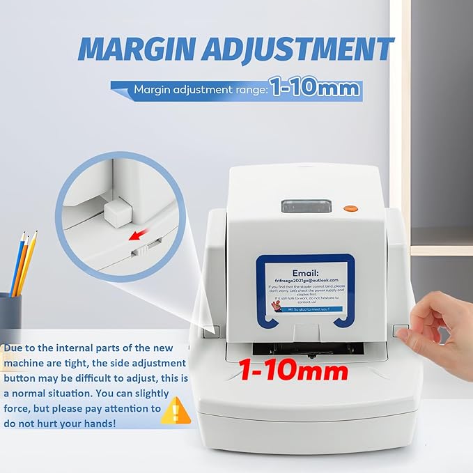 Upgraded Electric Stapler, 65 Sheets Capacity, Binding Speed & Margin Adjustable, Automatic Heavy Duty Stapler Including 5500 Staples, Jam-Free