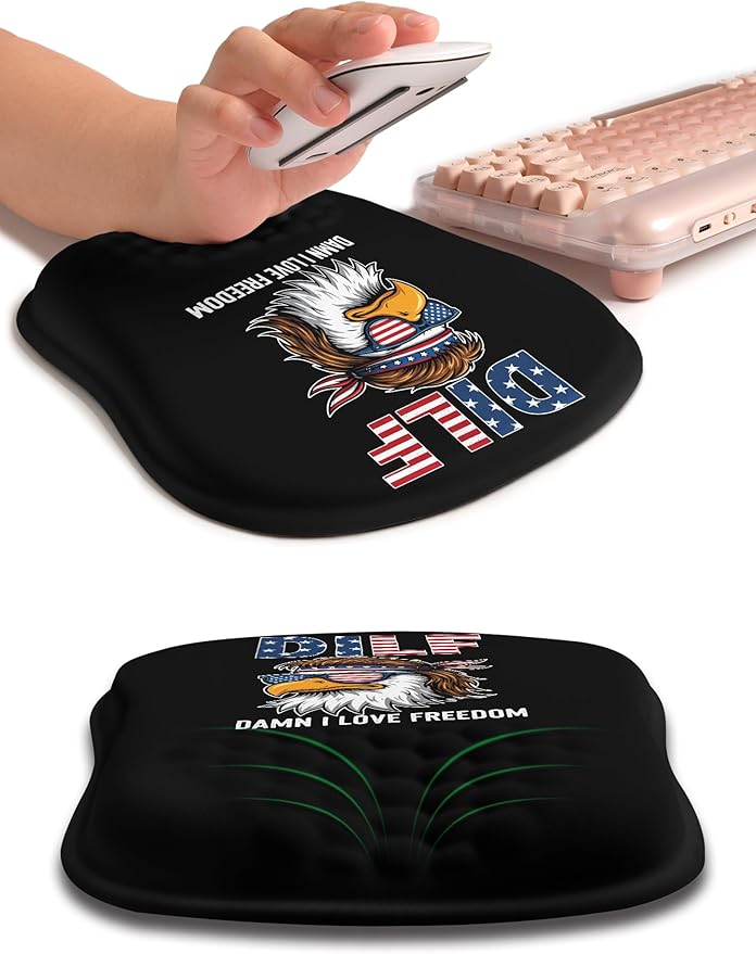 Hokafenle Ergonomic Wrist-Hugging Mouse Pad Wrist Support, U-Shaped Holding Wrist Rest Mousepad for Carpal Tunnel Pain Relief with Cushioned Memory Foam Slope Massage Bulge (Classic 10.2x8.3 in,DILF)