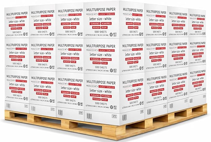 Multipurpose Copy Printer Paper, 8.5 x 11 Inches, 20 lb, Truckload, 21 Pallet, 8,400 Reams (4.2M Sheets), 92 Bright, White (840 Cartons)