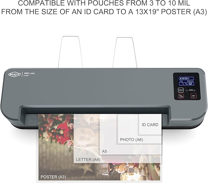 SINCHI 13-Inch 4-Roller Thermal Laminator & Foil Applicator w/LCD Display, 30s Warm-Up, 16s/Sheet, Supports 3–10 Mil, Micro-Adjust for Smoother Results, Commercial-Grade for Busy Offices, DIY Crafts