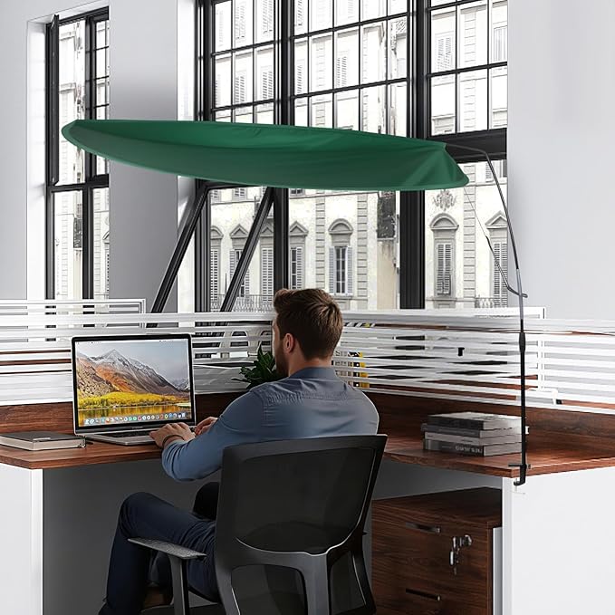 CKAGF Green Adjustable Office Cubicle & Desk Shade – Oval Design for Wider Coverage, Blocks Light and Distractions, Creates a Private and Comfortable Workspace