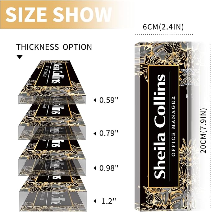 Custom Name Plate for Desk, Employee Appreciation Gifts, Acrylic Desk Name Plate Personalized, Office Decor, Funny Office Gifts for Coworkers Boss Teacher (Gold Flower)