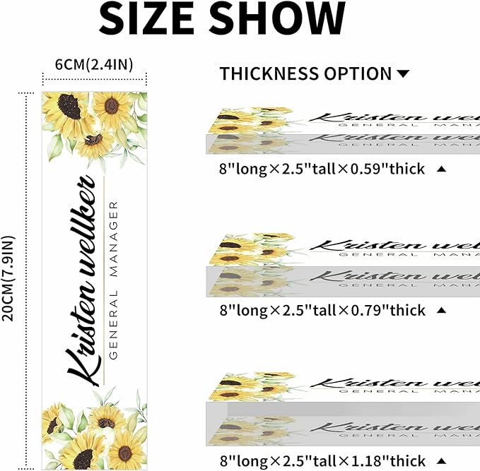 Desk Name Plate Personalized, Premium Sunflower Acrylic Desk Name Plate, Personalized Name Plate for Desk, Office Decor for Women or Men Coworkers, Boss, Employee, Teacher(Sunflower2)