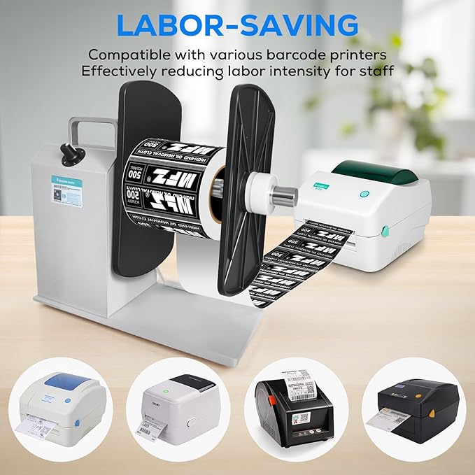 Automatic Label Rewinder Machine with Bidirectional Functionality, Supports 1"/1.5"/3" Core Sizes, Accommodates Labels up to 4.72" Wide, Features Printer-synchronized Operation, Speed Adjustable