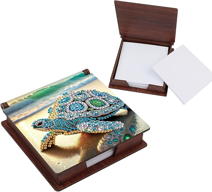 Turtle Diamond Painting Kit Note Box,Memo Paper Storage Box Diamond Art,Sticky Note Holder Diamond Art,Diamond Painting Memo Pad For Office Desk. (Turtle)