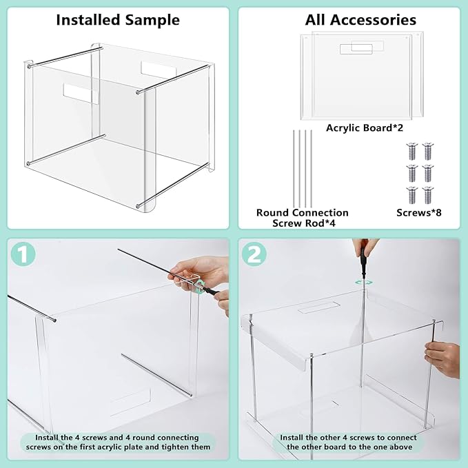 24 Hanging File Folder with Acrylic Organizer for Letter/a4 Size Desktop Clear File Storage Box with Handles for Home Work Office Use(Colorful,Classic)