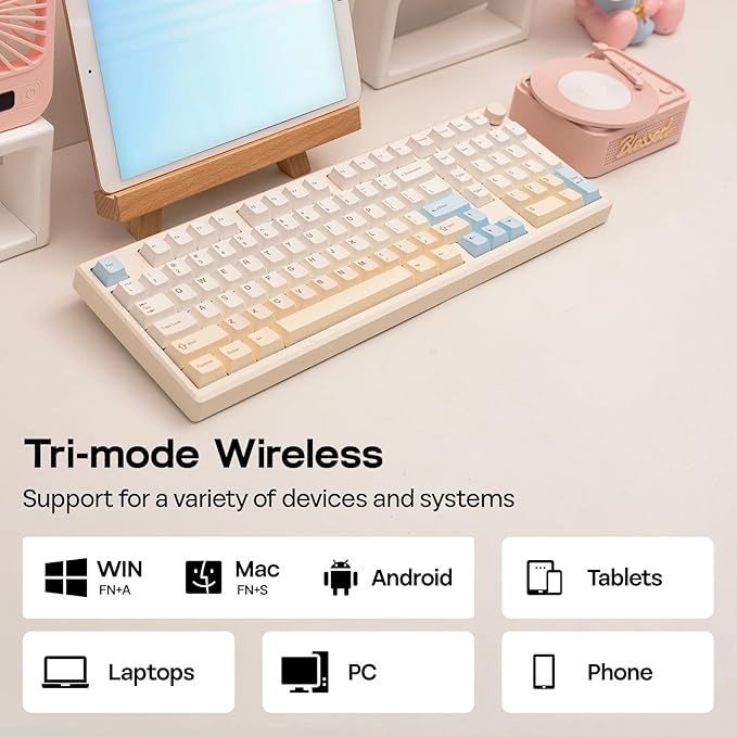 EPOMAKER Galaxy100 Lite QMK/VIA Gaming Keyboard with 8000mAh Battery and Numpad, 1800 Aluminum Mechanical Keyboard, USB-C/BT/2.4Ghz, Hot-Swap, Creamy Sound (Creamy White, Marble White Switch)