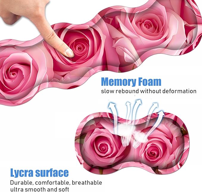 Ergonomic Keyboard Wrist Rest and Mouse Pad Wrist Rest Set, Large XXL Gaming Mousepad 31.5"x 11.8", Memory Foam, Easy Typing Pain Relief, Multifunctional Desk Mat for Office & Home, Pink Roses