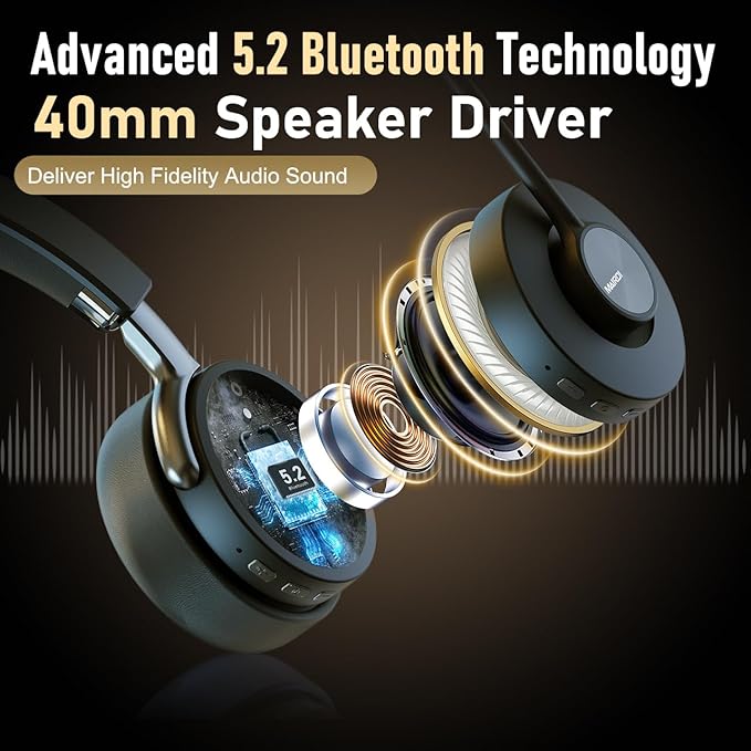 MAIRDI Bluetooth Headset with Microphone for PC, Hybrid Active Noise Cancelling (ANC) Wireless Headset, HD Audio with USB Adapter for Computer Office Work Call Center Laptop Teams