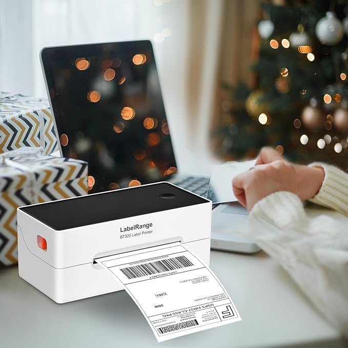 Ecommerce Label Printer 4x6, Thermal Shipping Label Printer, Support Amazon, Ebay, USPS, Pirate Ship, Bluetooth and USB Connection