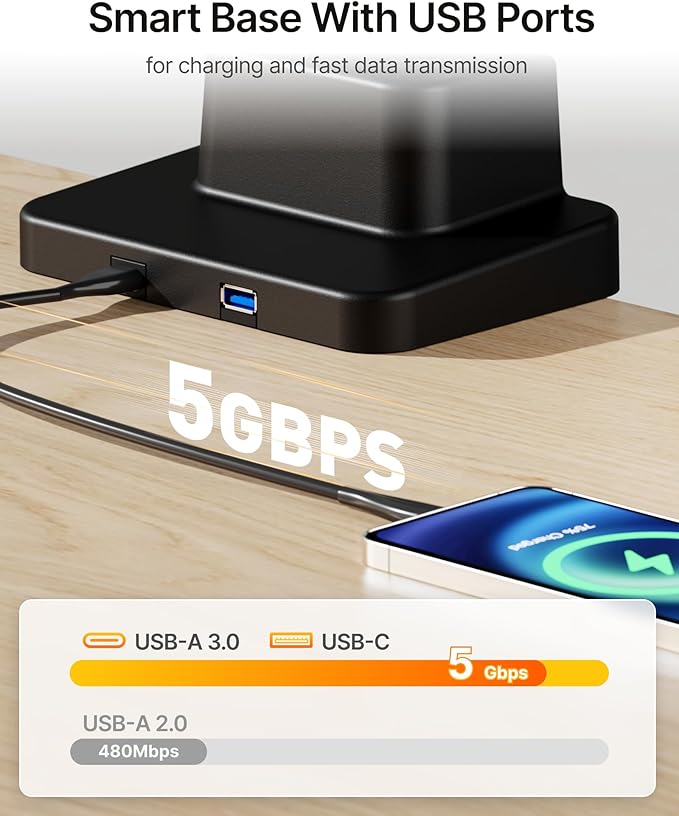 monTEK Heavy-Duty Single Monitor Arm for 17-57 inch, up to 59.4lbs Ultrawide Screens,Gas Spring Dual Curved Adjustable Monitor Stand for Desk,75/100mm VESA Mount with USB，Black