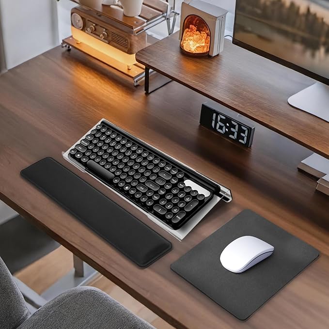 Computer Keyboard Wrist Rest Bracket, Memory Foam Keyboard Wrist Rest Set, Non-Slip Silicone Base, pergonomic and Convenient Typing, ain Relief,Suitable for Office, Work, Gaming (Acrylic)