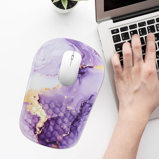 Ergonomic Mouse Pad with Wrist Support, Comfortable Memory Foam Mousepad with Massage Design and Non-Slip PU Base, Wrist Rest Mouse Pad for Office and Home, 12x8 Inch