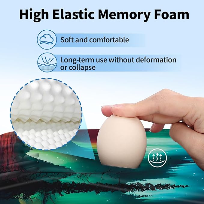 YIWEI Ergonomic Mouse Pad with Wrist Rest - Comfortable Office Mousepad with Memory Foam Wrist Support for Carpal Tunnel Relief, Mouse Pads with Non-Slip Base for Gaming and Home (Aurora-1)