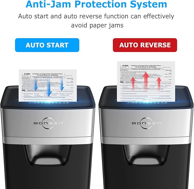 BONSEN 16-Sheet Heavy Duty Paper Shredder for Office, 60-Minute Running Time Cross-Cut CD Shredder with 60dB Low-Noise, 5.3-Gallon Pull Out Bin, Anti-Jam & Quiet Shredder for Home Office (S3102)