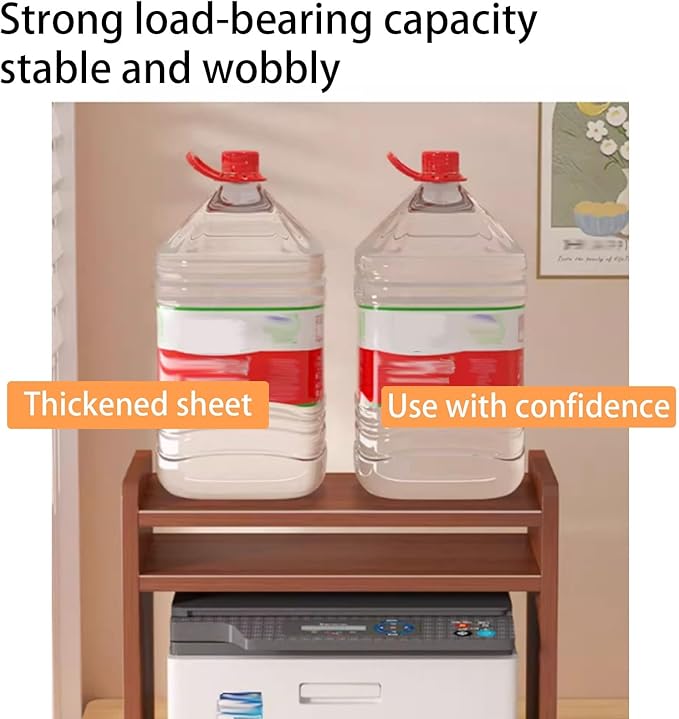 Desktop Storage Rack, Wooden Printer Stand with Compact Under Desk Shelf for Home Office Organization(Teak Color,17.7 * 11.8 * 13.7in)