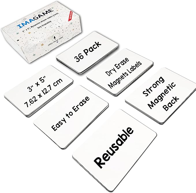 Dry Erase Magnets, Blank Magnetic Dry Erase Labels, 36-Pack, Erasable Magnets for Whiteboard, Multipurpose White Magnetic Labels to Write On for Classroom, Home, Education, Office, 3" x 5"