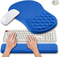 Hokafenle 2 in 1 Ergonomic Mouse Pad Wrist Support & Wrist Rest for Computer Keyboard Set, with Relieve Carpal Tunnel Pain Massage Bulge and Full Memory Gel Design (2In1 Set, Dg Blue)