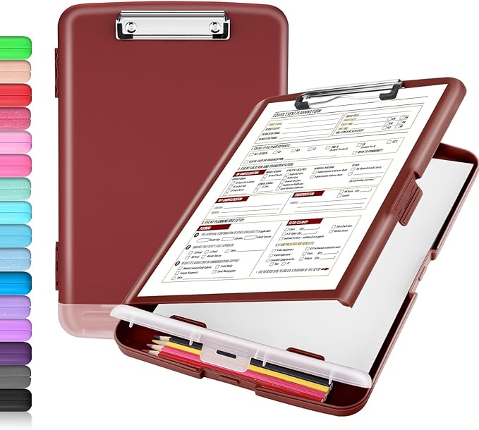 Sooez Clipboard, High Capacity Nursing Clip Board 8.5 x 11 with Pen Holder & Low Profile Clip, Teacher Must Haves School Office Supplies,Letter Size/ A4