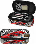 Racing Car Pencil Holder Bag Flames Cool Red Gray Pencil Case College Office School for Teens Boy Girl