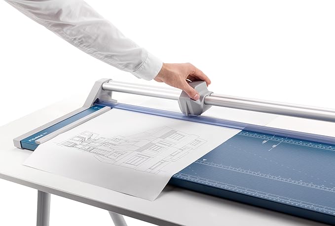 Dahle 558 Professional Rotary Trimmer, 51" Cut Length, 12 Sheet Capacity, Self-Sharpening, Dual Guide Bar, Automatic Clamp, German Engineered Paper Cutter