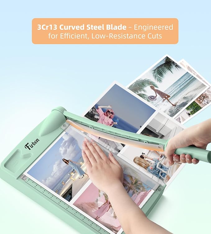 Firbon 12" Guillotine Paper Cutter, Heavy Duty 12-Sheet Capacity Trimmer for Cardstock, Photos, Scrapbooking, Office, Classroom, Studio (Morandi)