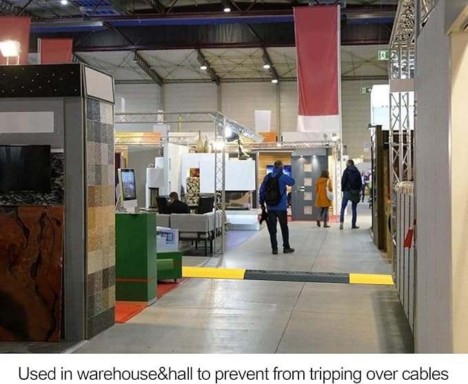 Medium 3 Pack - Floor Cord Cover Cord Protector Drop Over Drop Trak Cable Ramp for Office Warehouse - Black