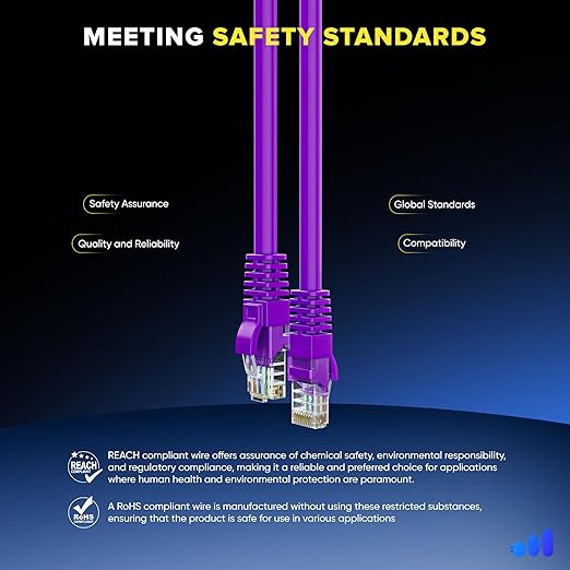 Maximm Cat 6 Ethernet Cable 6 ft (20-Pack) - High-Speed LAN Cable, Internet Cable, Patch Cable, and Network Cable - UTP, 10Gbps, 550MHz Ethernet Cord - Purple