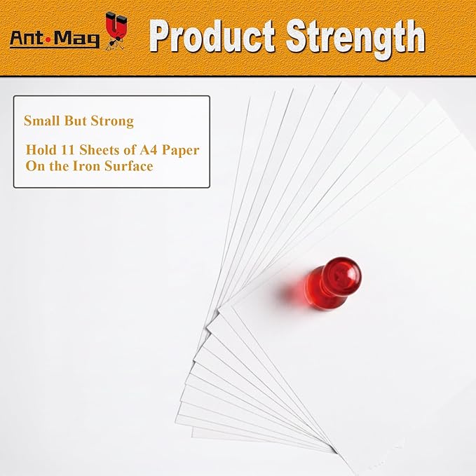 Ant Mag Magnetic Push Pins, 72 Pack Strong Whiteboard Magnets for Fridge, Maps, Office, Kitchen & Classroom Red