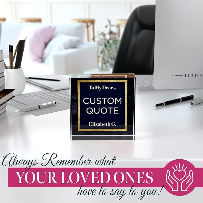 Custom Acrylic Sign Personalized, Custom Desk Name Plate, 18 Styles, (4"x4"), With Gift Box, USA Made by Acryluxe. (Folsom)