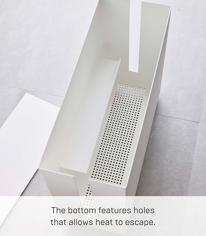 YAMAZAKI Home Tower Rolling Cable Management Cord Power Strip/Surge Protector Storage Organizer for Office Or Bedroom - Steel