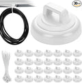 Leinuosen 30 Set Magnetic Zip Tie Mount and Nylon Cable Ties, 19 mm Multipurpose Wire Cable Holder Mount Wire Clips Management Electrical Organization Supplies (White)