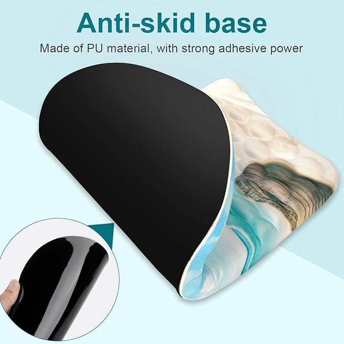 Ergonomic Wrist Mouse Pad with Massage Design, Wrist Rest Pain Relief Mousepad with Memory Foam Non-Slip PU Base, Mouse Pad with Wrist Support for Wireless Mouse & Desk, Y Summer Beach