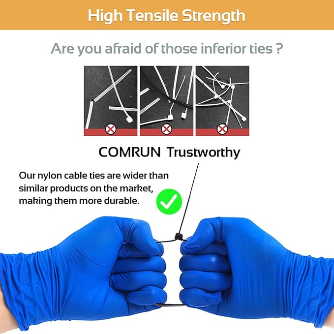 5000pcs 8Inch Black Cable Tie,Nylon Zip Ties,Industrial Grade,50 Pounds Tensile Strength,UV Resistant,Heavy Duty,for Home,Garden Trellis,Office,Garage and Workshop