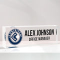 Personalized Name Plate for Desks, Custom Desk Name Plates, Acrylic Name Plate Office Desk Accessories, Personalized Office Gifts for Coworkers Teachers, Employee Appreciation Gifts (B-BusinessLogo)