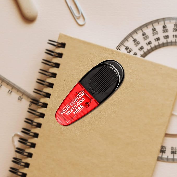 10 Magnetic Memo Holders Set - Customizable Text, Logo - Large Clip, Plastic - TRed