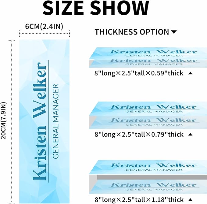 Personalized Desk Name Plate, Custom Acrylic Glass Name Plates for Desks, Office Desk Decor Nameplate, Desk Accessories, Teacher Boss Coworkers Employee Appreciation Gift (Modern Blue)