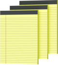 Gehanfai 3 Pack Yellow Legal Pads 8.5 x 11 Inch, Wide Ruled Notepads Lined Memo Note Pads, 8.5x11 Inch Micro Perforated Writing Pads 30 Sheets Per Pad for Work Study Daily Note Taking List