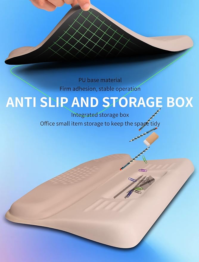 Ergonomic Wave Wrist Rest with Keyboard Stand, Cushioned Palm Rest, Comfortable Integrated Memory Foam for Natural Typing and Relieve Wrist Pain, Gradient Sand Color