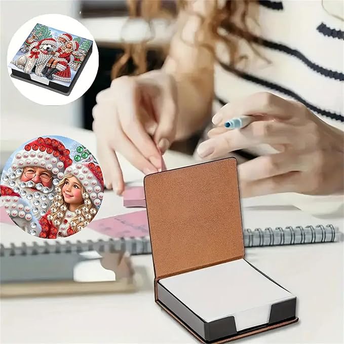 Christmas Diamond Painting Kit Note Box,Memo Paper Storage Box Diamonds Art,Sticky Note Holder Diamonds Art,Diamond Painting Memo Pad For Office Desk. (Christmas)