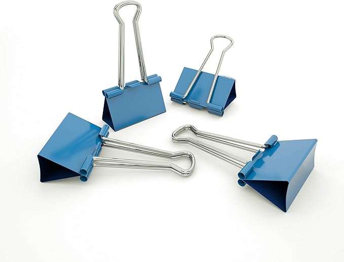 Nctinystore Binder Clips Small Metal Clamp 0.75 inch / 19 mm (Blue, 20-PCS)