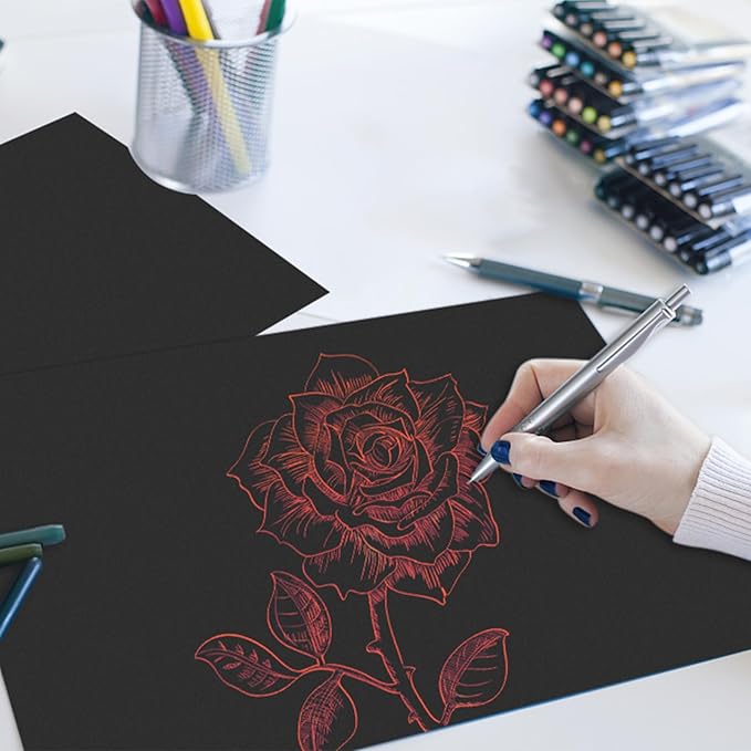 Black Cardstock Paper 8.5'' x 11'', 300 Sheets 180gsm/65 lb Black Printer Cover Card Stock, Premium Heavy Construction Paper for Card Making Printing Craft Drawing Scrapbooking Cutting